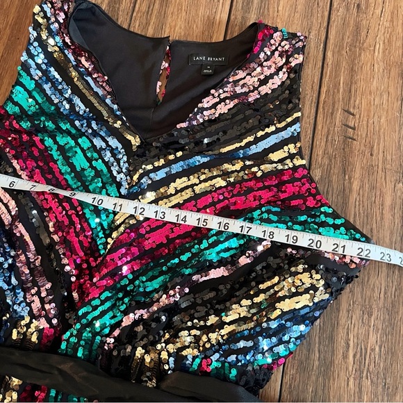 Lane Bryant Rainbow Colorful Sequin Party Dress 18 Glam Disco Sparkly Holiday - Picture 9 of 15